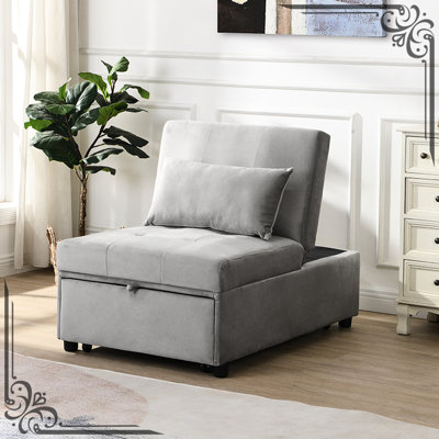 Gris pliant - multifonctionnel pour diverses scènes. Espace, assemblage facile. Servez-vous comme table à thé, méridienne, lit simple. Conception ergonomique. Velours. Capacité de poids de 264 lb. 40,8 po de profondeur, 26,55 po