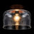Hand Blown Textured Glass Flush Mount Ceiling Light with Solid Wood Canopy, 12" Dome Clear Fish Scale Pattern Fixture for Kitchen Bedroom Hallway, E26 Base 60W Max