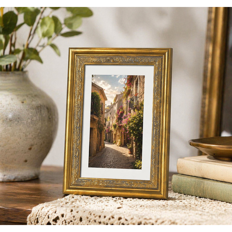 Cadre photo or mat avec passe-partout pour présentation murale ou de table, Or mat, 4 po x 6 po, 3.5" x 5"