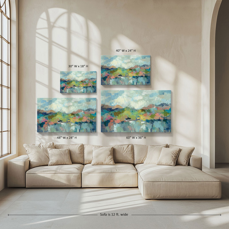 "Abstract Lakeside" par Silvia Vassileva, reproduction sur toile, H 18 po x l 30 po