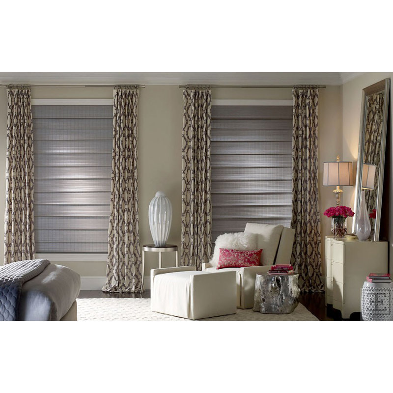 Pompei Room Darkening Curtain, Ivory/Gray, 50"W x 96"L