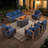 6-Piece Outdoor Wicker Frame Armrest Fire Pit Set With Swivel Chairs And Armchairs-497775713-497775712