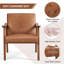 62cm Wide Faux Leather Mid-Century Modern Armchair, Upholstered Accent Chair with Solid Wood Legs-548856832-601648797