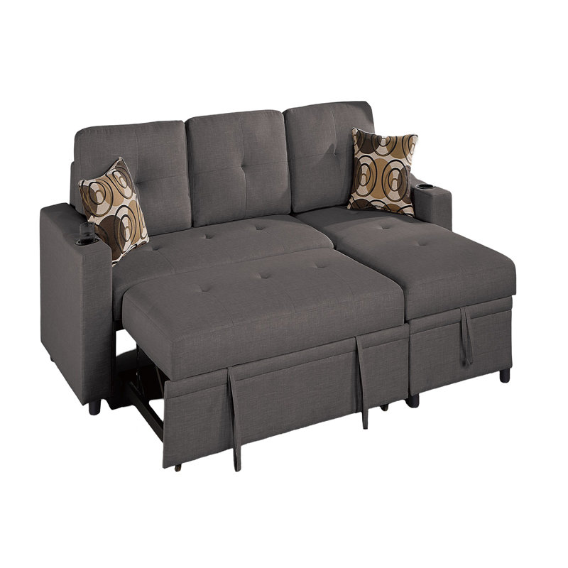 Canapé modulaire convertible en tissu Dorris, Tissu gris
