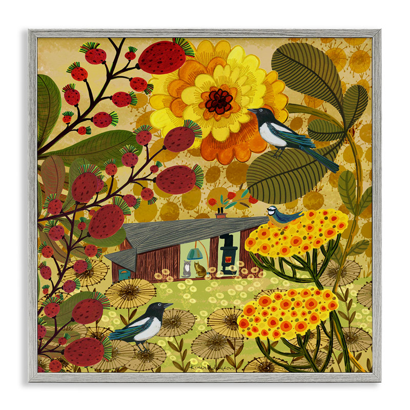Giclée d'automne chaleureuse encadrée par Kay Widdowson, Estampe numérique Farmhouse, H 17 po x l 17 po