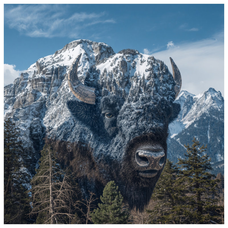 Mountain Bison Illusion Blankets, 60in W x 80in H