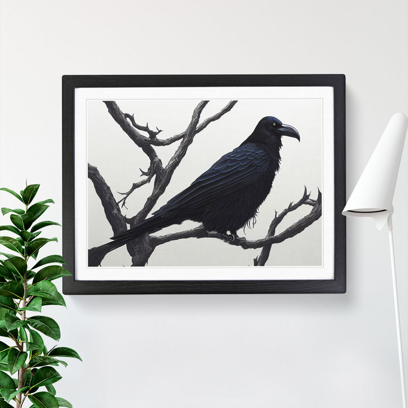 Eye Opening Raven Bird - Single Picture Frame Print, Black Framed, 46cm H x 64cm W x 2cm D