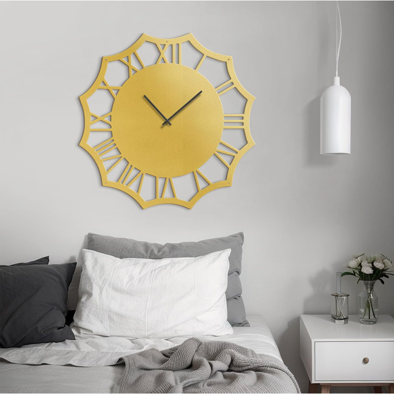 Analogue Wall Clock, 36" W x 36" H, Gold
