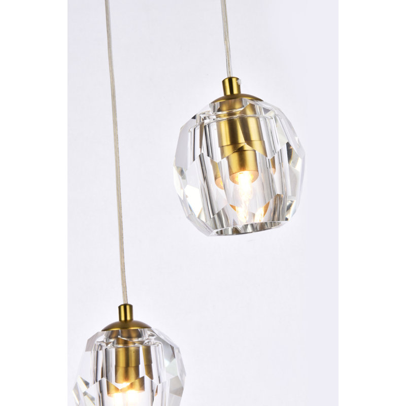 Luminaire suspendu Swampscott, Doré, Trois lumières, H 83 po x l 11,8 po x P 3,7 po