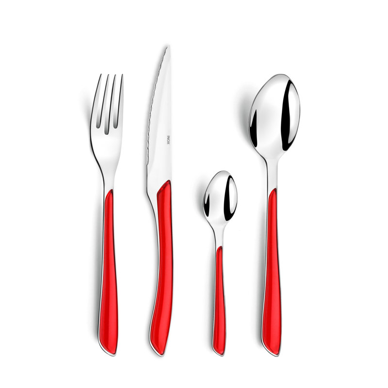 Amefa ECLAT 18/0 Stainless Steel Cutlery Set 24 Piece for 6 People, Red