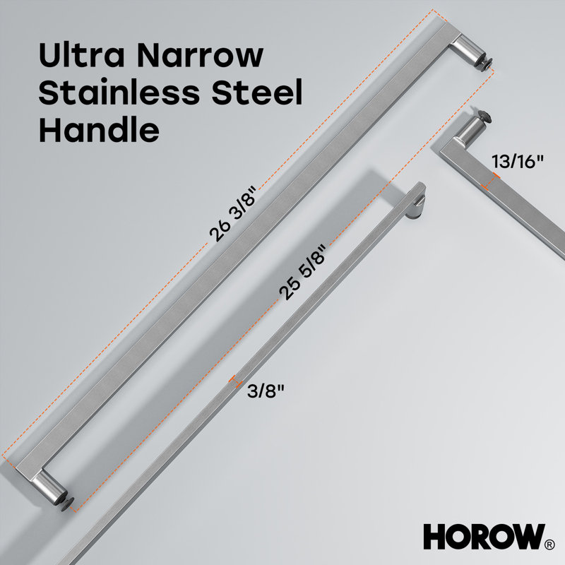 56" - 60" W x 76" H Double Sliding Semi-Frameless Shower Door with Clear Glass, Brushed Nickel