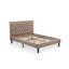 Ensemble de chambre à coucher 2 pièces pour grand lit - 1 grand lit en tissu de lin kaki foncé et tête de lit capitonnée à boutons avec 1 table de chevet - Table de chevet au fini crème au beurre brossé-1549701012-1481993927