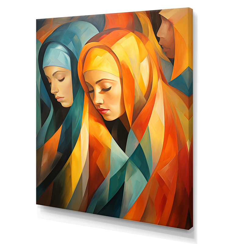Jaune et orange, art de la prière de l'Islam, art mural 3, Toile tendue, H 44 po x l 34 po x P 1,5 po