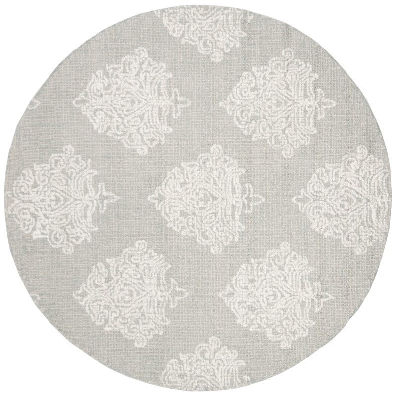 Galien Hand Tufted Wool Damask Rug, Round 6'