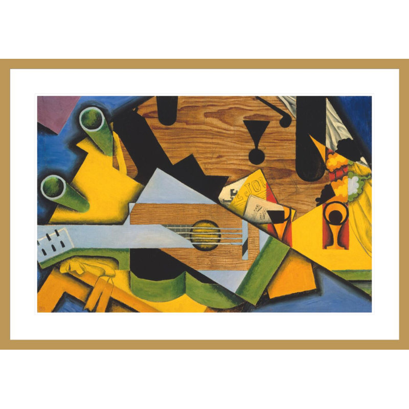 Nature morte avec une guitare par Juan Gris - impression giclée sur cadre, H 29,5 po x l 41,5 po