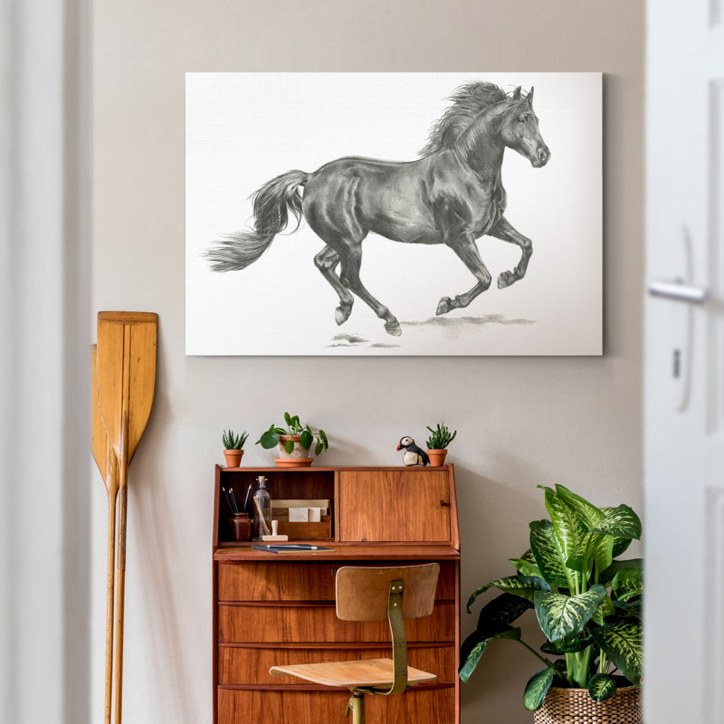 Portrait de cheval sauvage II-impression de dessin sur toile, H 12 po x l 18 po x P 1,5 po