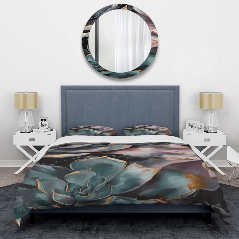 Ensemble de housse de couette Green Serenade Of Succulents I BeddingMicrofiber / Polyester
