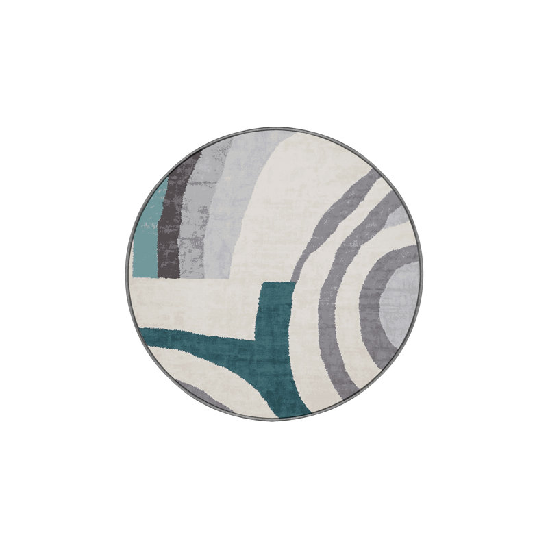 Machine Washable Gray Area Rug, Round 3'