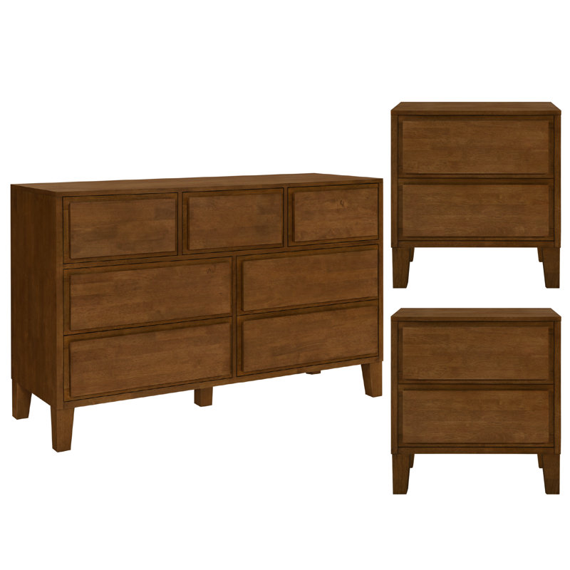 Ensemble de 3 valises Knighten, Ensemble de trois pièces : commode, deux tables d, Noyer foncé