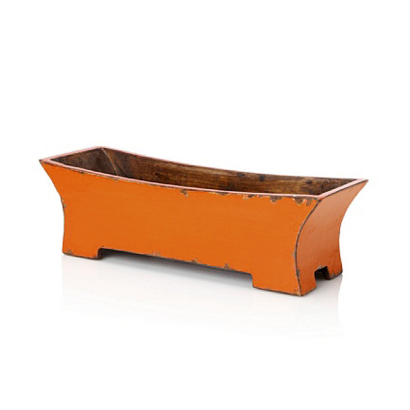 Handmade Wood Planter Box, Orange