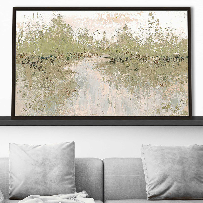 «Neutral Wild Fields» par Patricia Pinto - Peinture, Cadre flottant espresso, H 21,5 po x l 33,5 po x P 2 po