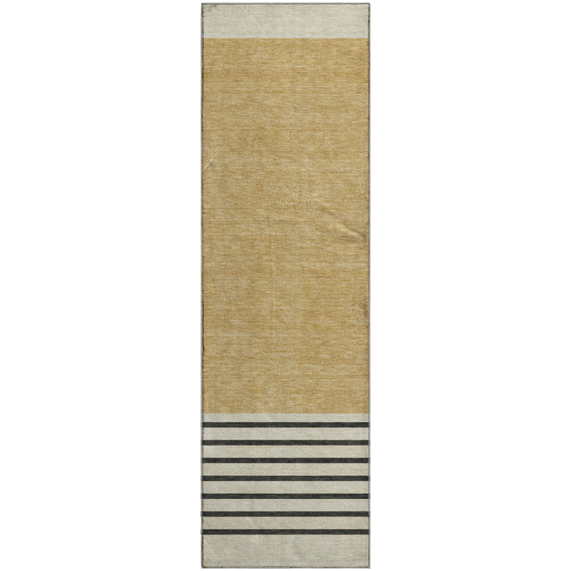 Tapis à rayures Lyndhurst AMF995 lavable à la machine de qualité supérieure, Tapis de couloir 2 pi 3 po x 7 pi 6 po
