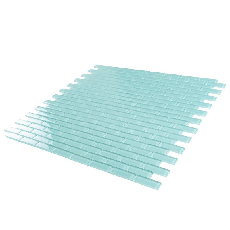 11.9"X 11.9" Polished Glass Brick Tile, Light Blue