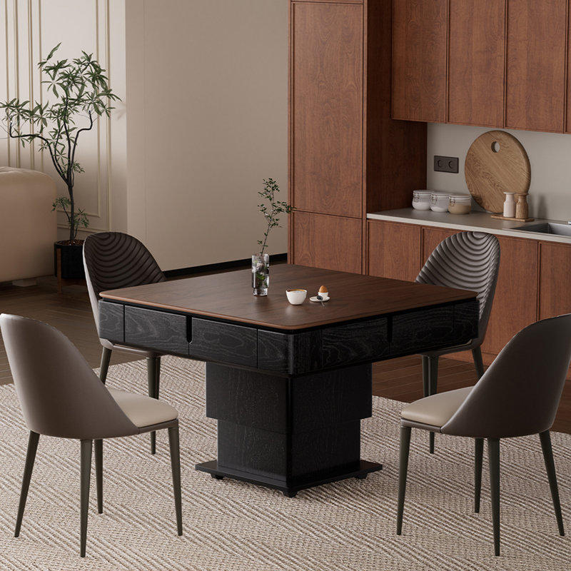 40.55"Vintage Solid Wood RubberWood Fully Automatic Height Adjustable Mahjong, Dining & Coffee Table for Chinese Rules