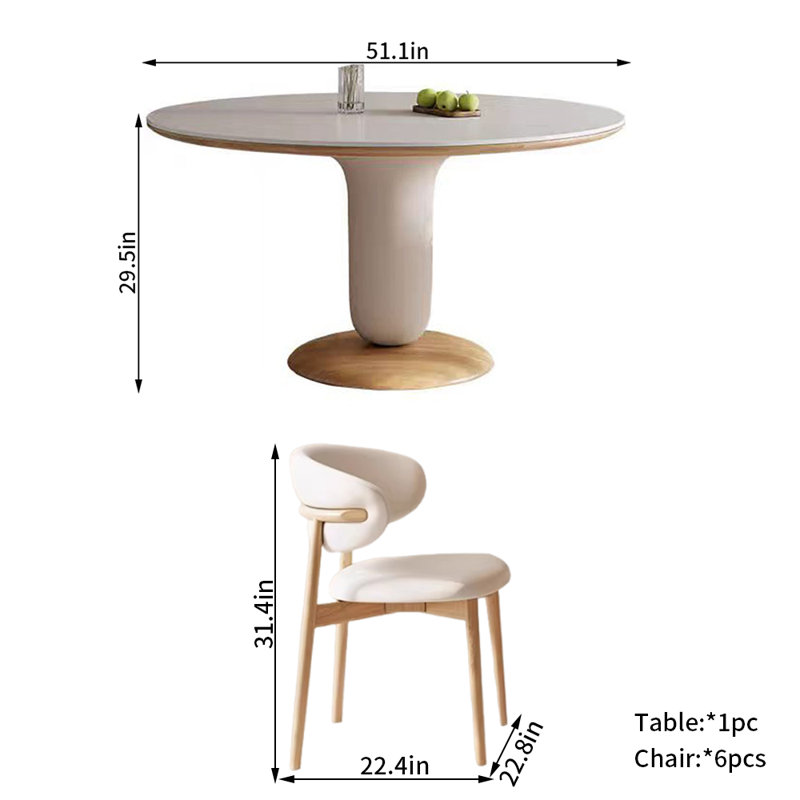 Ensemble de salle à manger moderne, H 29,5 po x L 51,1 po x l 51,1 po