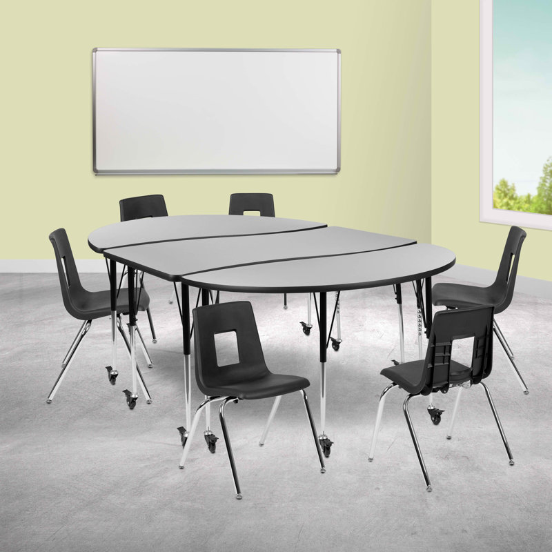 Ensemble de tables d'activités flexibles Goddard, Gris, L 60 po x P 86 po x H 22 à 30 po