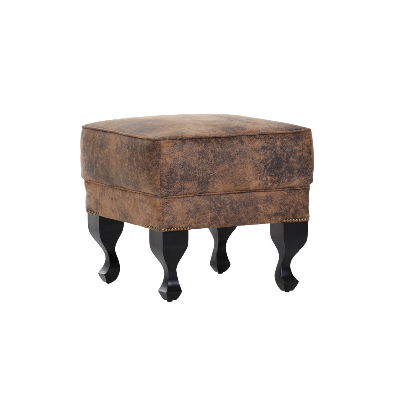 Ley 55cm Wide Rectangle Solid Colour Footstool Ottoman, Antique Brown