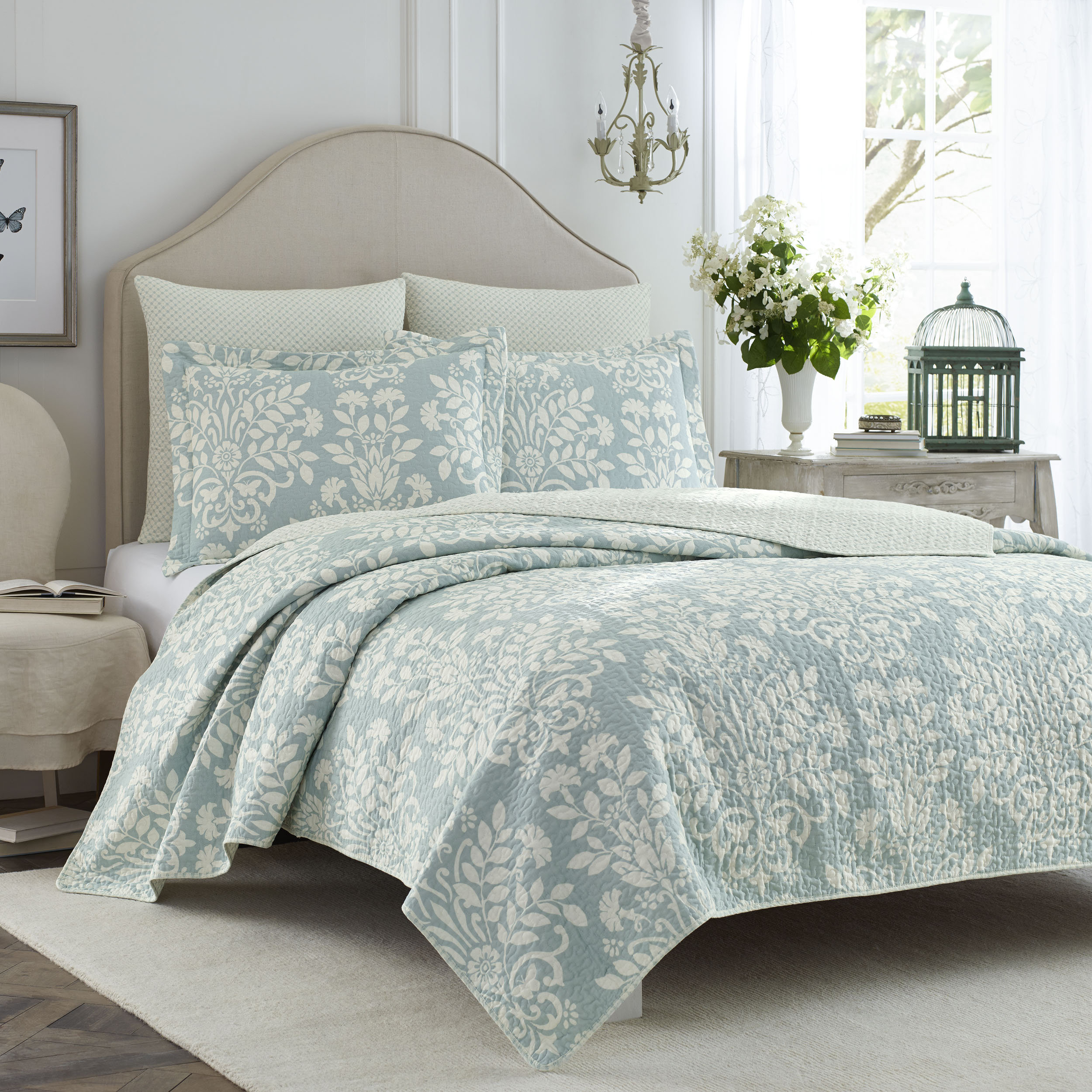 Laura Ashley Rowland Cotton Reversible Quilt Set Reviews Birch