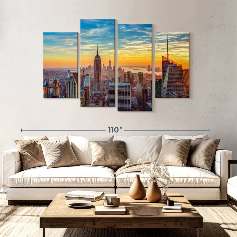 Keesha, New York, ciel coucher de soleil, H 54 po x l 84 po
