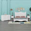  Ensemble de chambre à coucher de style rétro 4 pièces avec table de chevet et commode avec poignée en métal Anfernee-107226327