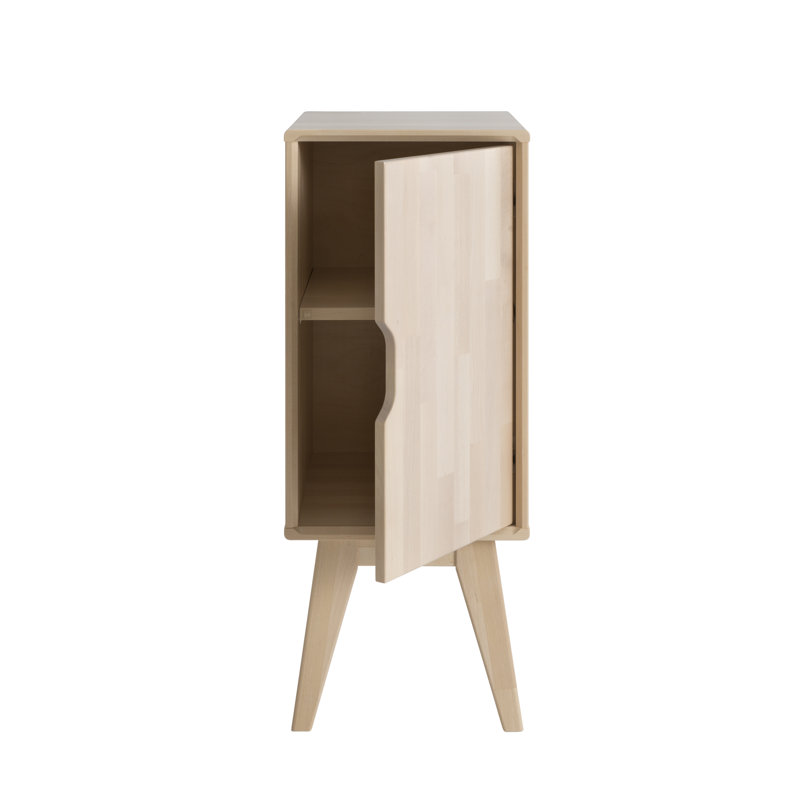 Saffron 30cm W Solid Wood Bedside Table, Lacquered Birch, Left Orientation