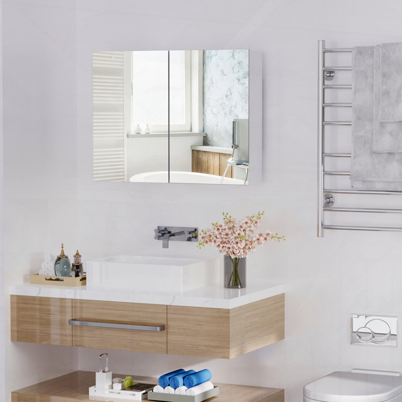 Armoire à pharmacie à double porte avec miroir et miroir de salle de bain