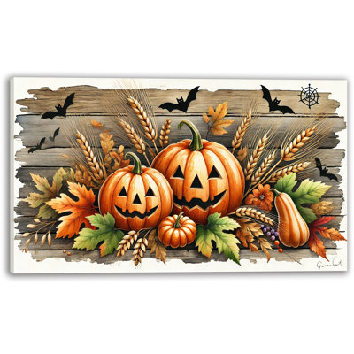 Toile de récolte de citrouille d'Halloween rustique