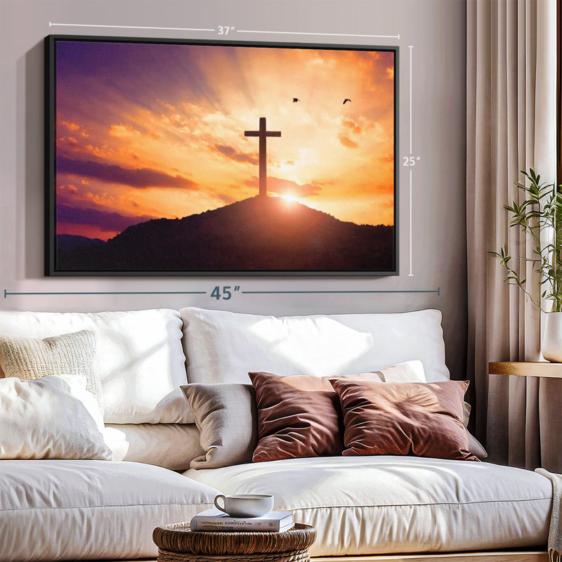 Hill Hill Cross Sunset, reproduction sur toile, H 25 po x l 37 po