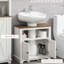 Meuble sous-évier de salle de bain blanc, double porte, rangement gain de place, style