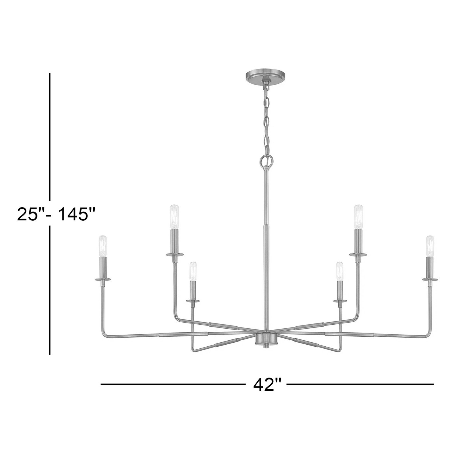 Alysa 6 - Light Candle Style Classic Chandelier, Polished Nickel