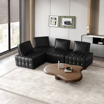 4-Piece PU Faux Leather Modular Chair Set