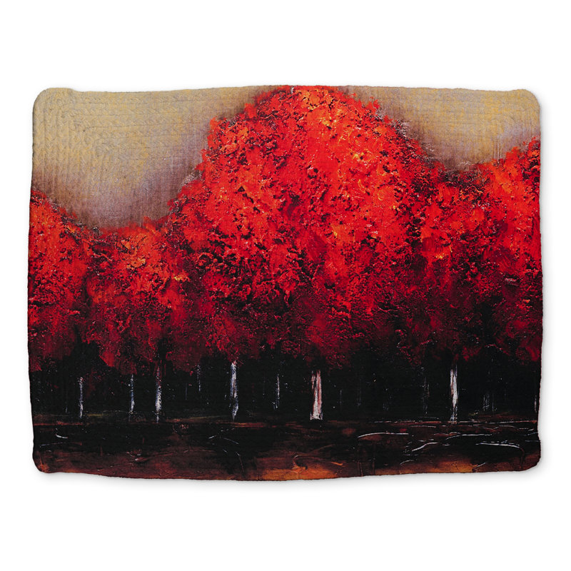 Black Braided Polyester Placemat - Red Dark Trees Home Decor