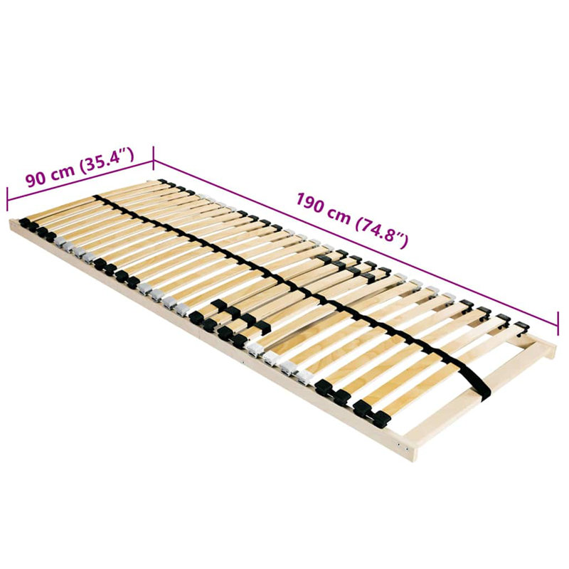 Slatted Bed Base Brown Solid Beech Wood, Single (3')