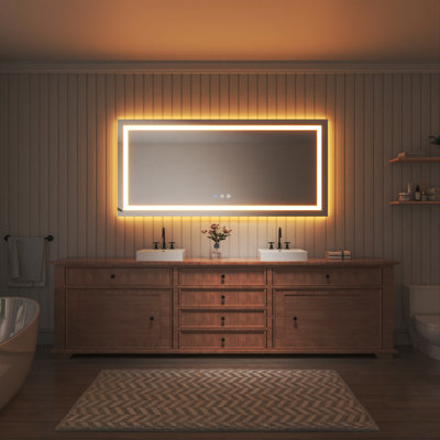Miroir de salle de bain sans cadre à lumière DEL antibuée avec rétroéclairage et sans cadre