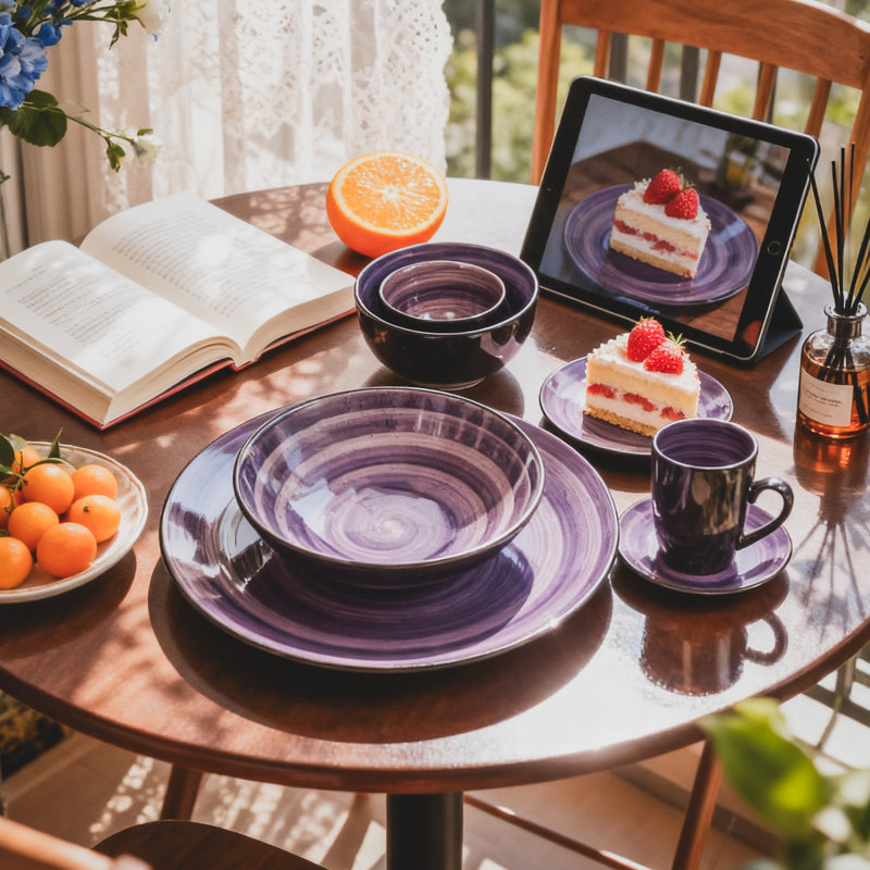 Stoneware Dinnerware - Service for 8, Purple