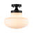 Single-Light Ribbed Milk Glass Flush Mount