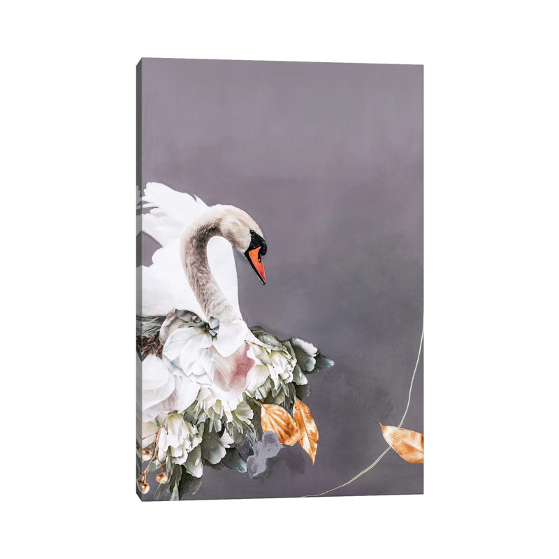 Swan Gold I by Design Fabrikken - Wrapped Canvas Painting, 20.32 cm H x 30.48 cm W