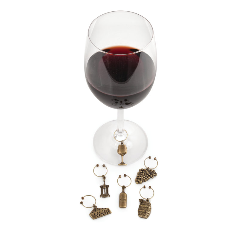 Antique Gold Vineyard Wine Charms Set of 6