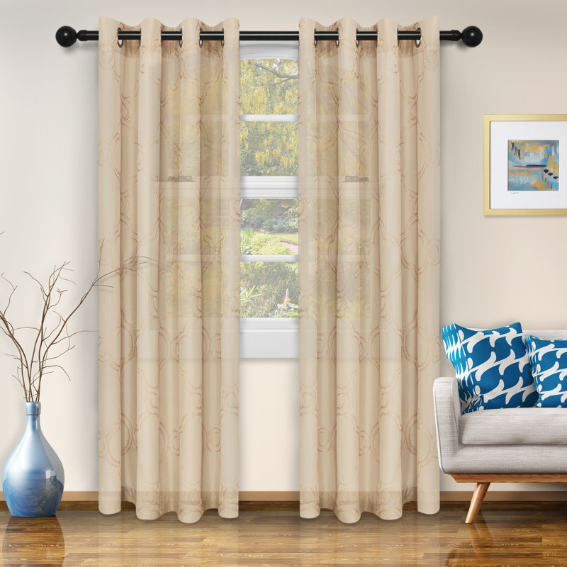 Paire de rideaux semi-transparents avec œillets Steinbeck, Beige, L 52 po x L 63 po