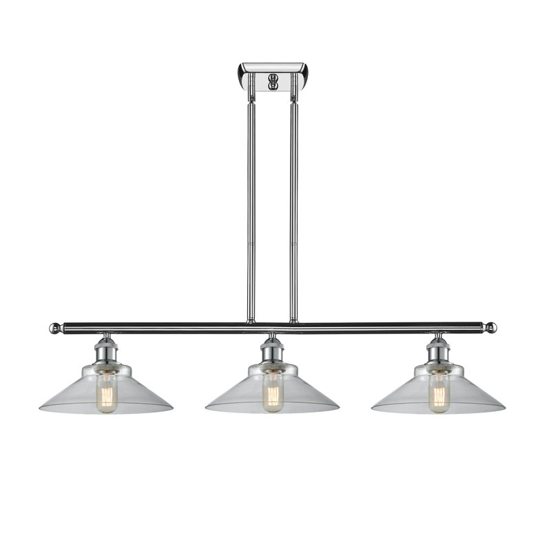 Luminaire suspendu linéaire à 3 lumières pour îlot de cuisine Newton St Loe, Transparent, Ampoule DEL 6 watts Vinage